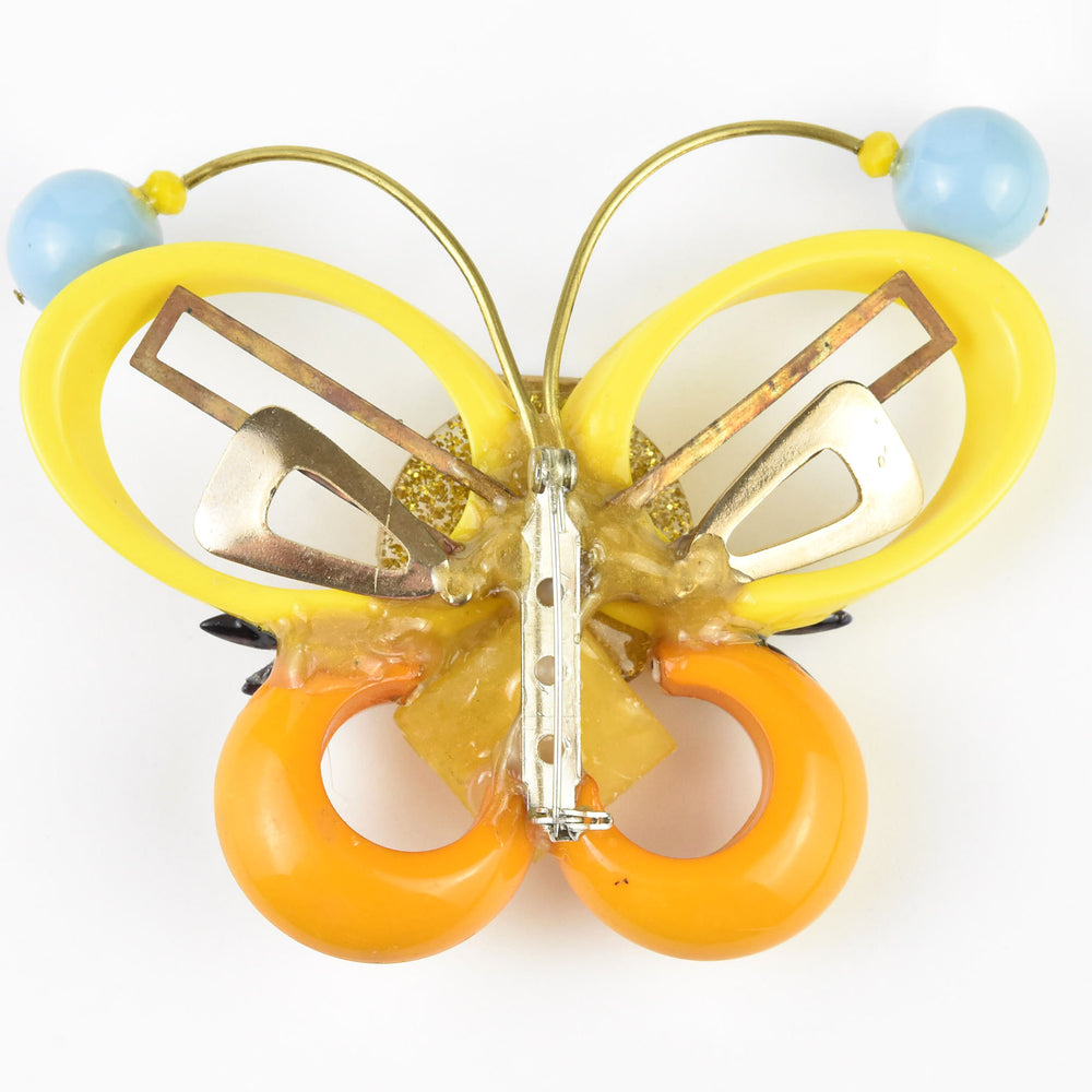 Yellow and Blue Butterfly Brooch - Goldmakers Fine Jewelry