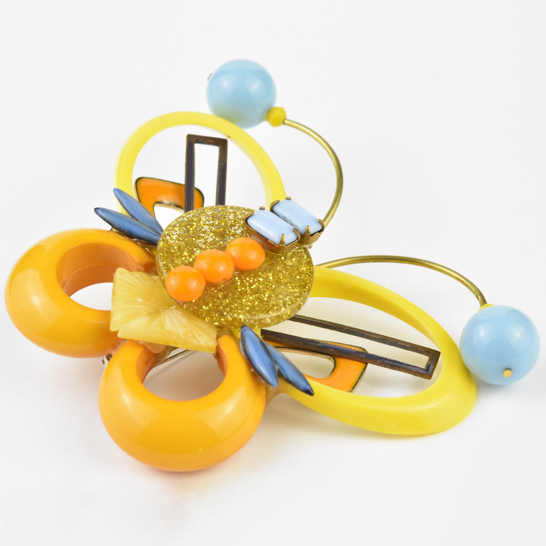 Yellow and Blue Butterfly Brooch - Goldmakers Fine Jewelry