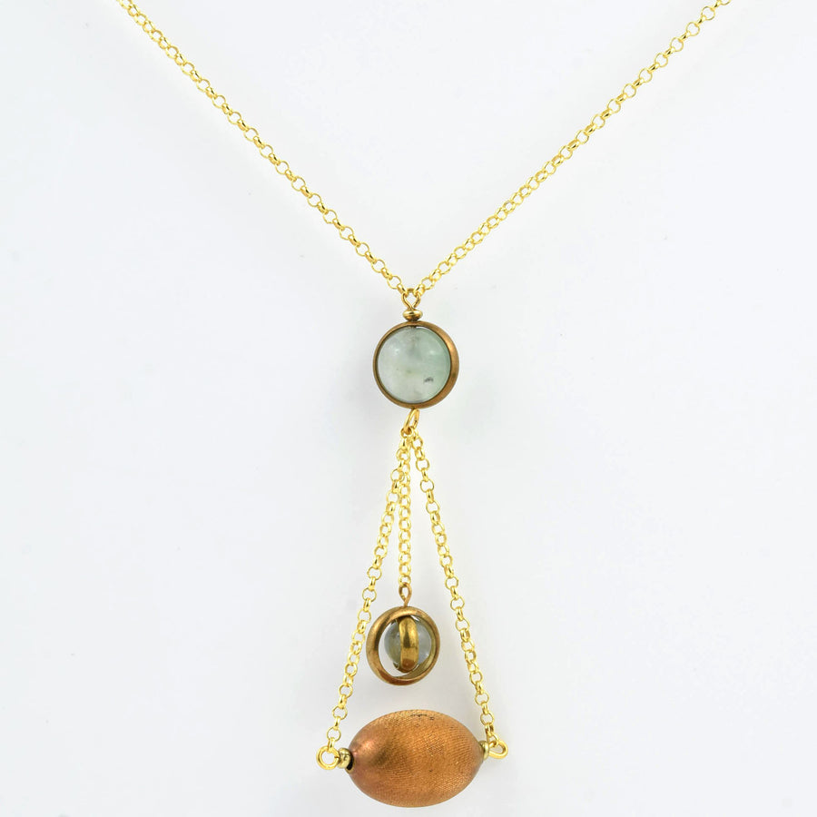 Fluorite and Brass Balance Necklace - Goldmakers Fine Jewelry