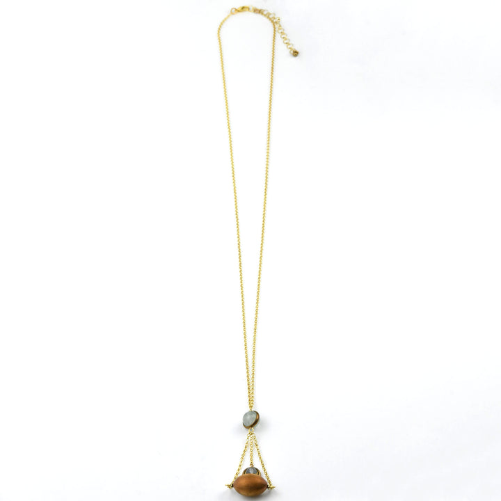Fluorite and Brass Balance Necklace - Goldmakers Fine Jewelry
