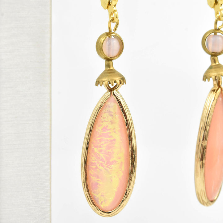Pink Teardrop Opalescent Drops - Goldmakers Fine Jewelry