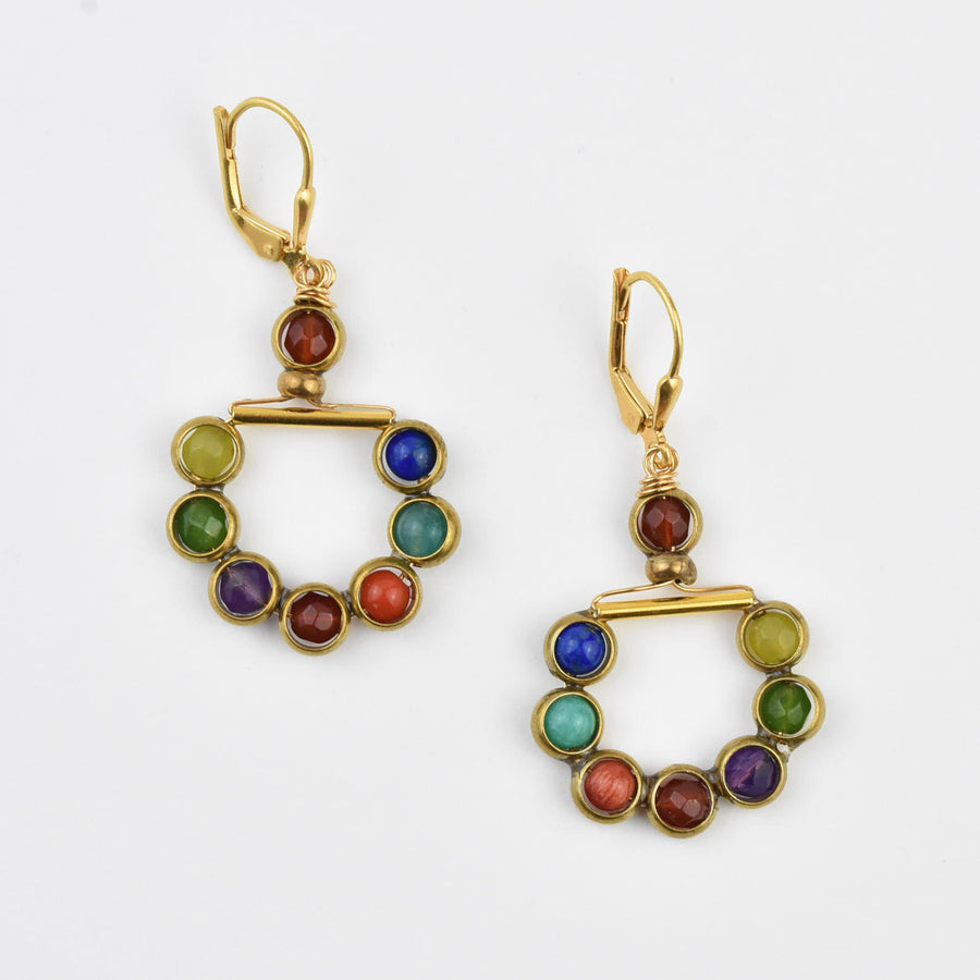Rainbow and Brass Earrings - Goldmakers Fine Jewelry