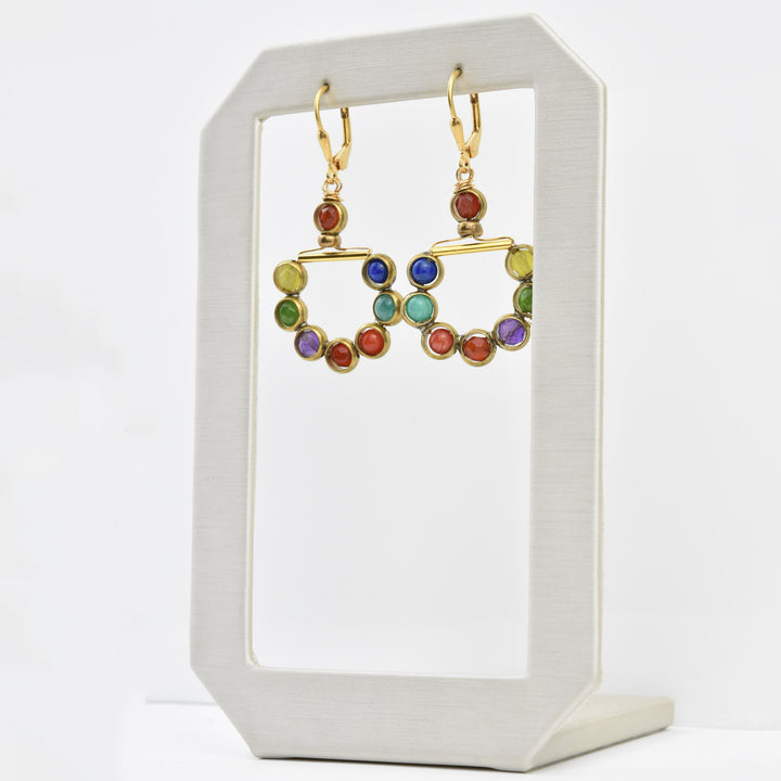 Rainbow and Brass Earrings - Goldmakers Fine Jewelry