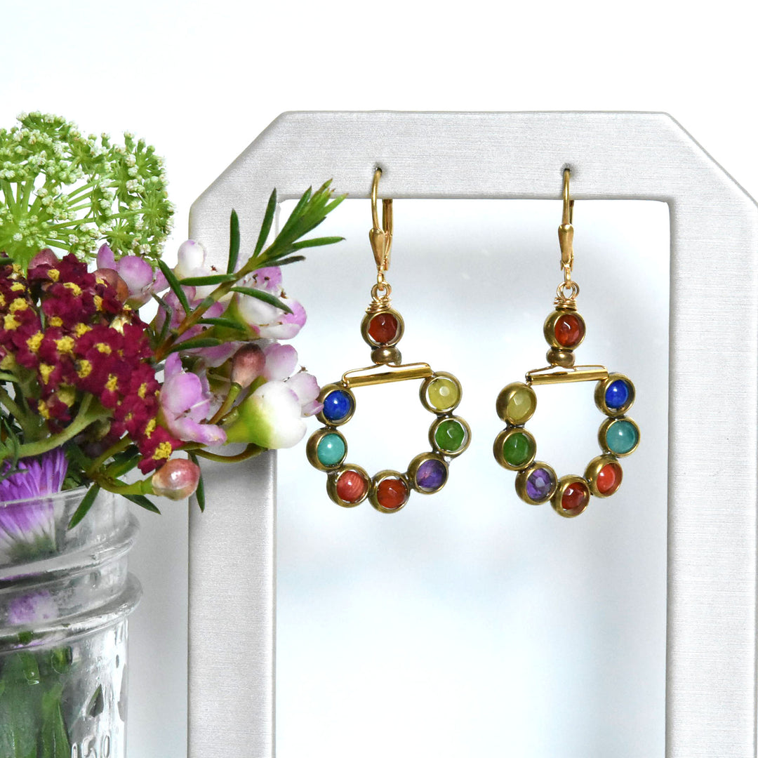 Rainbow and Brass Earrings - Goldmakers Fine Jewelry