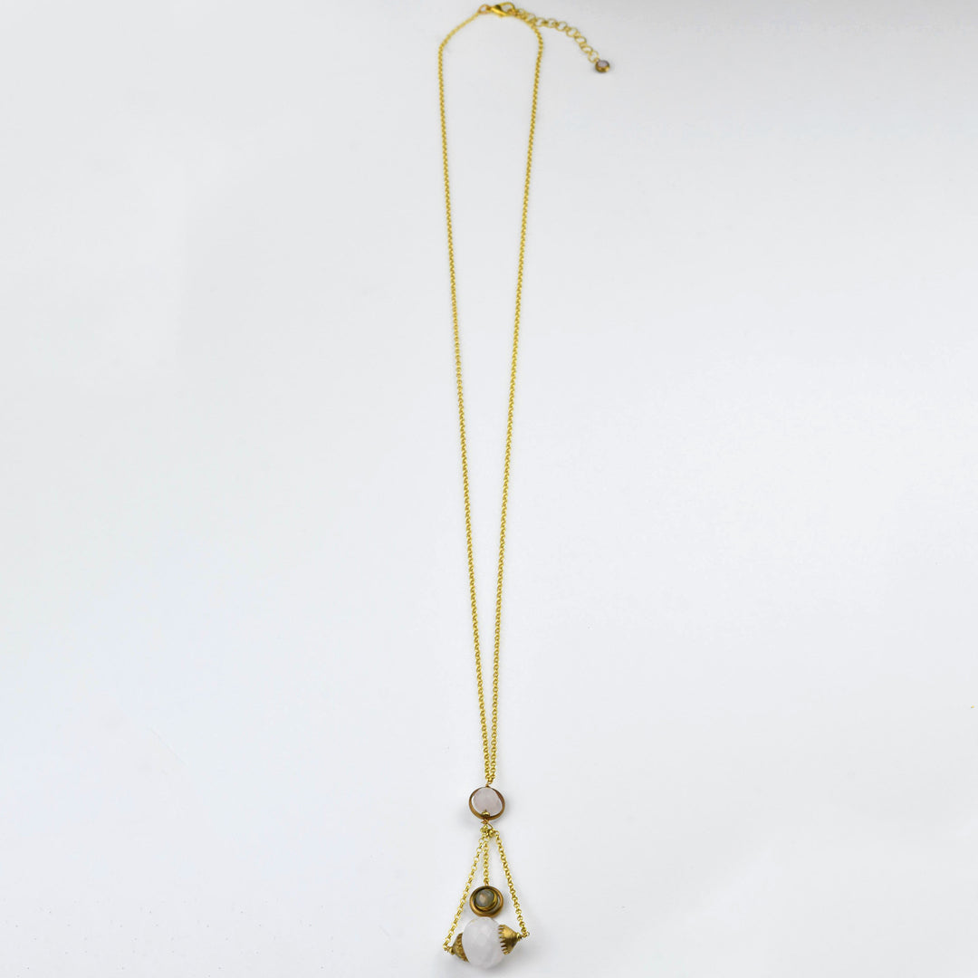 Rose Quartz Balance Necklace - Goldmakers Fine Jewelry