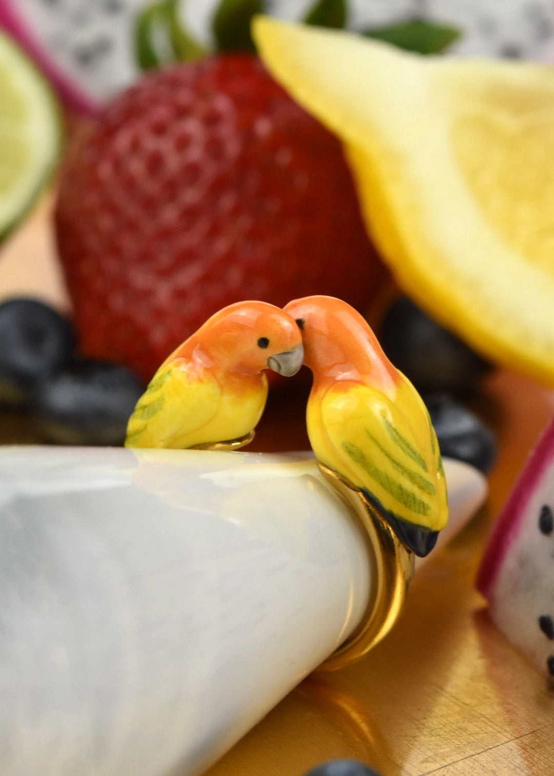 Kissing Parrots Ring - Goldmakers Fine Jewelry