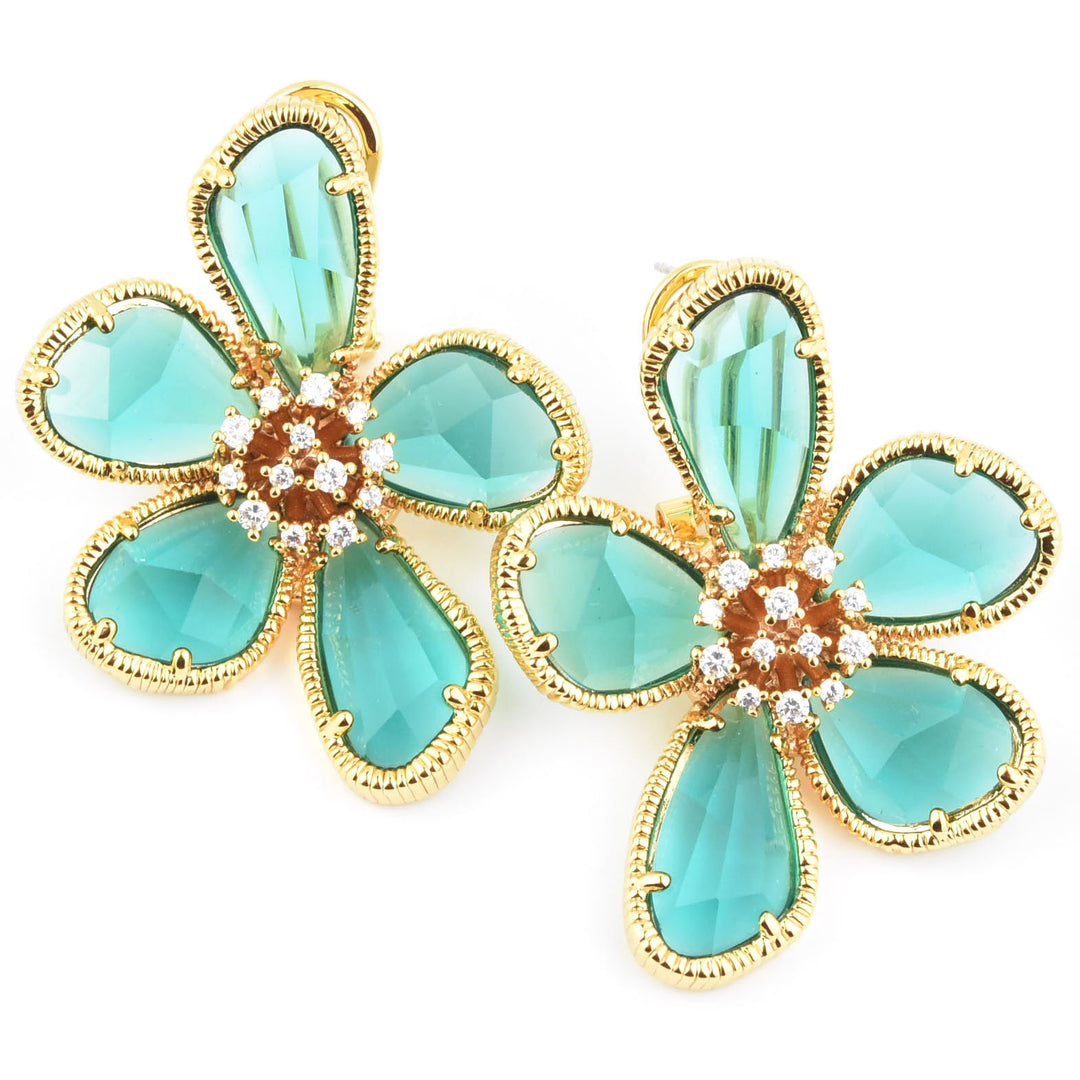 Kolab Flower Earrings in Green