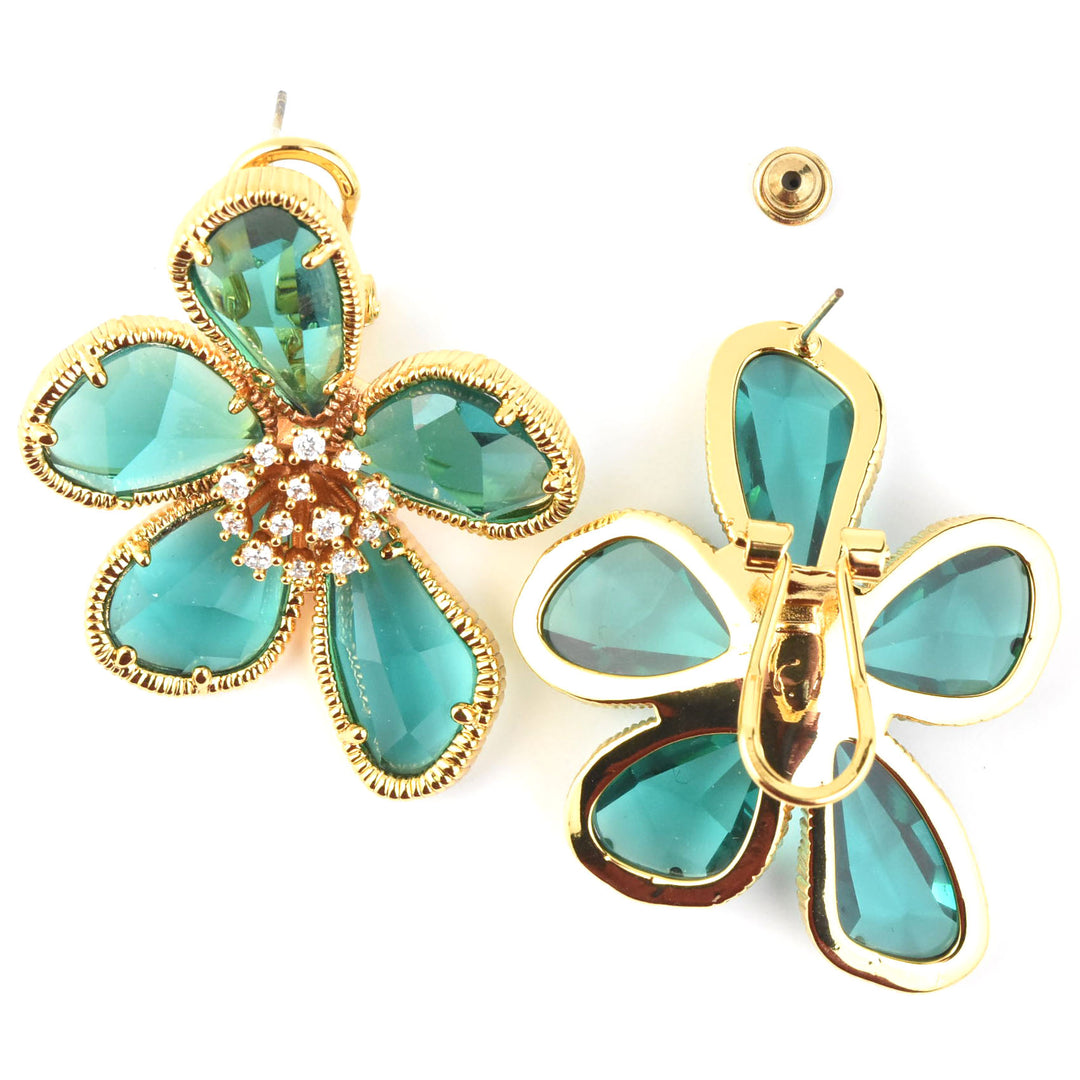 Kolab Flower Earrings in Green