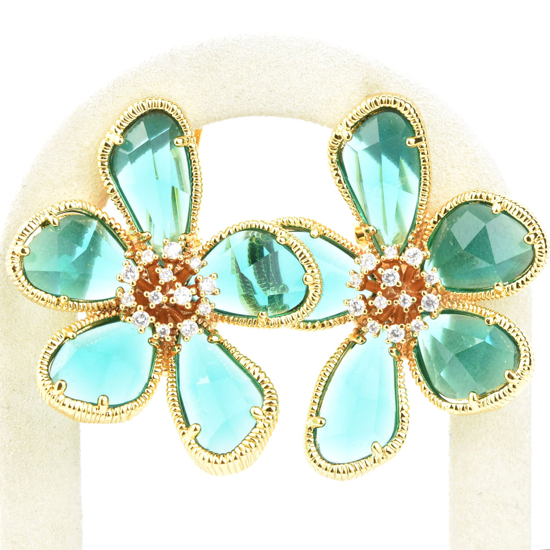 Kolab Flower Earrings in Green