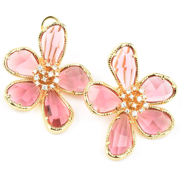 Kolab Flower Earrings in Pink