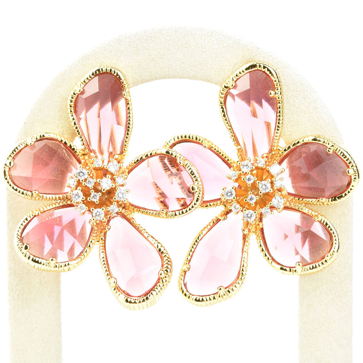 Kolab Flower Earrings in Pink