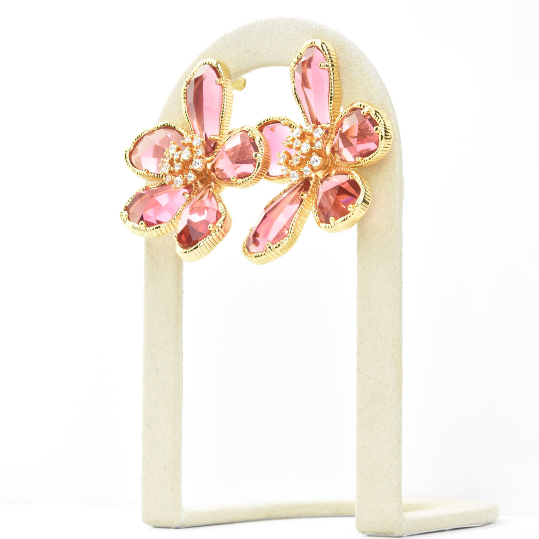 Kolab Flower Earrings in Pink