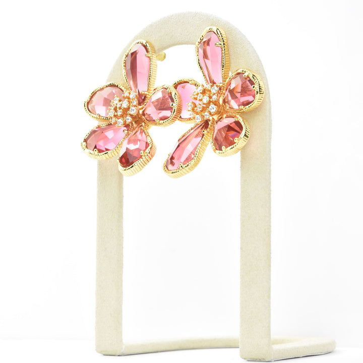 Kolab Flower Earrings in Pink
