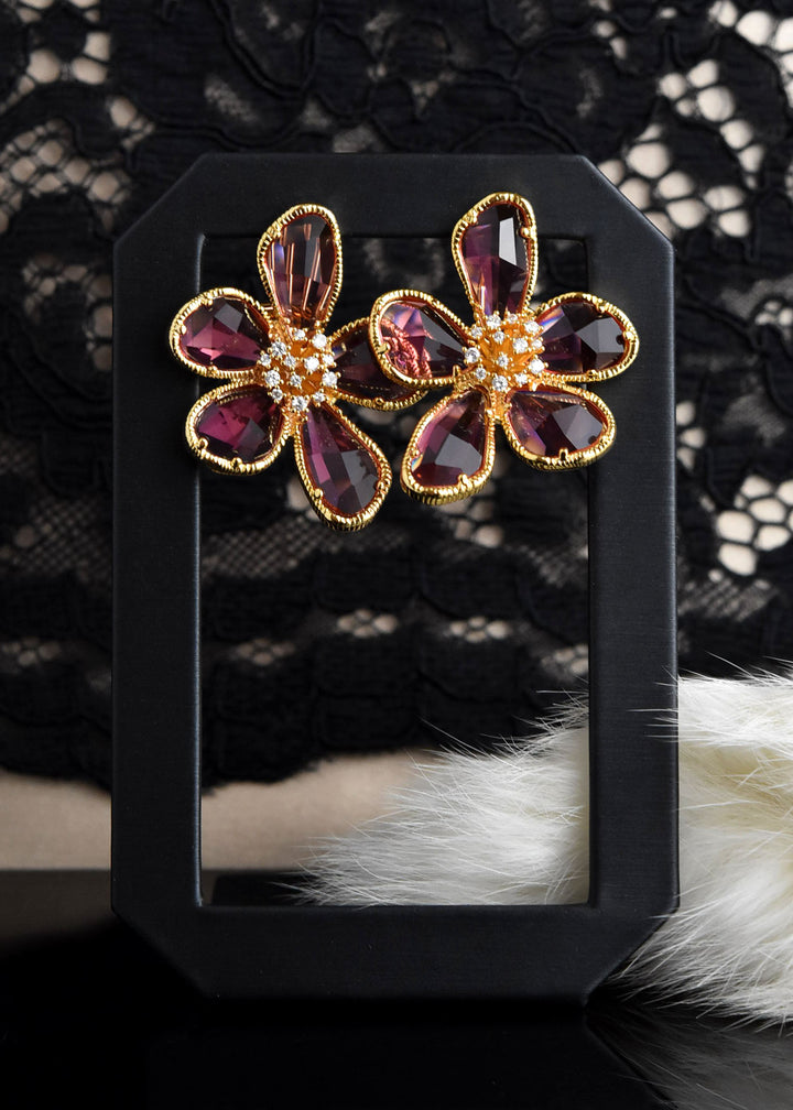 Kolab Flower Earrings in Pink
