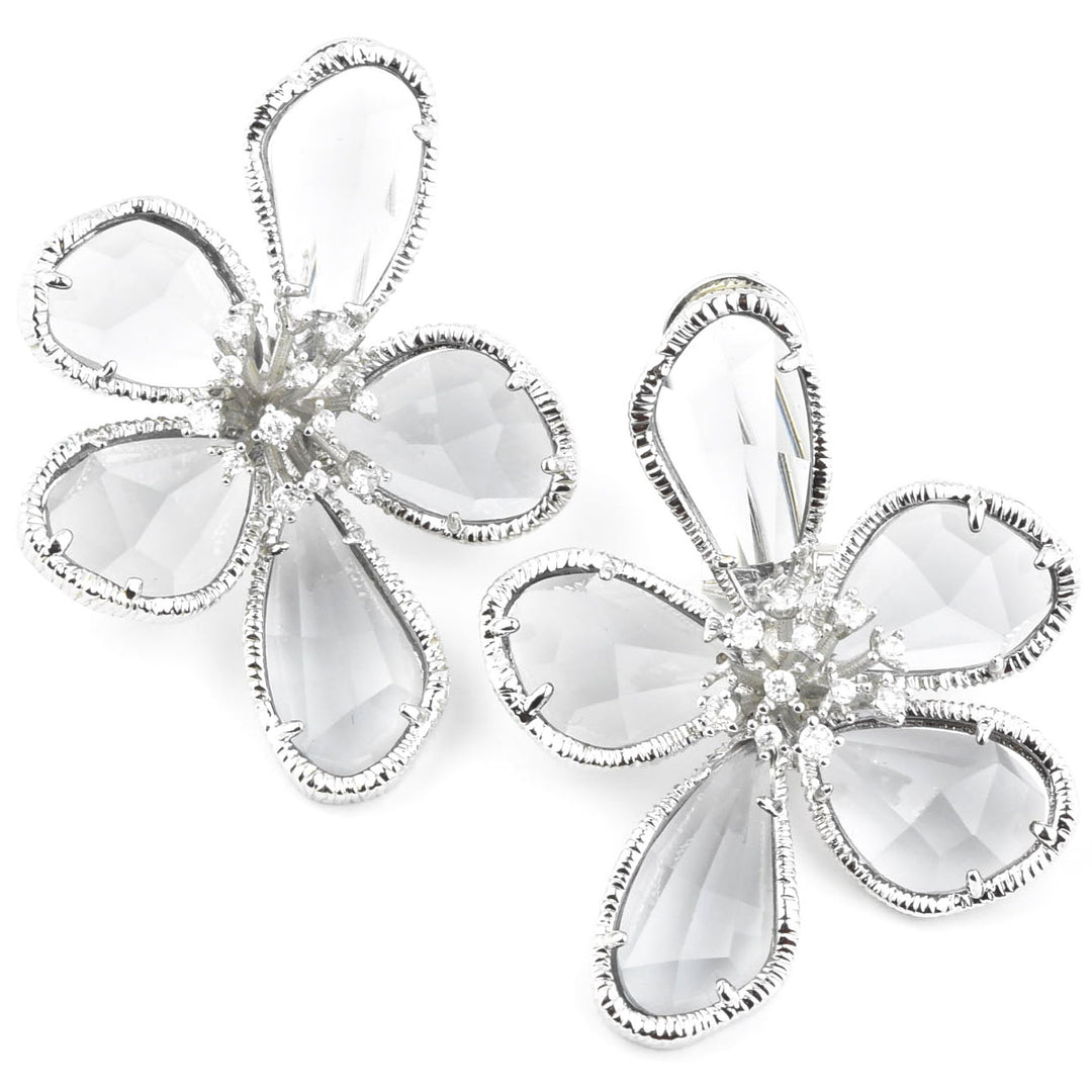 Kolab Flower Earrings in Silver Grey