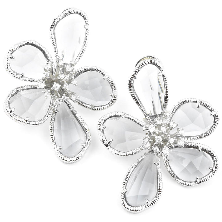 Kolab Flower Earrings in Silver Grey