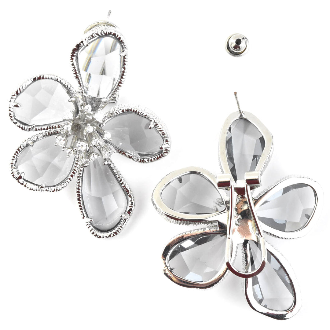 Kolab Flower Earrings in Silver Grey