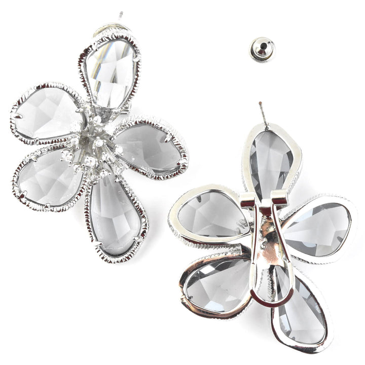 Kolab Flower Earrings in Silver Grey