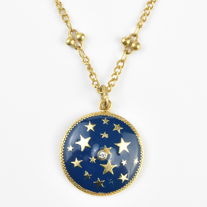 Blue Enamel Star Medallion - Goldmakers Fine Jewelry