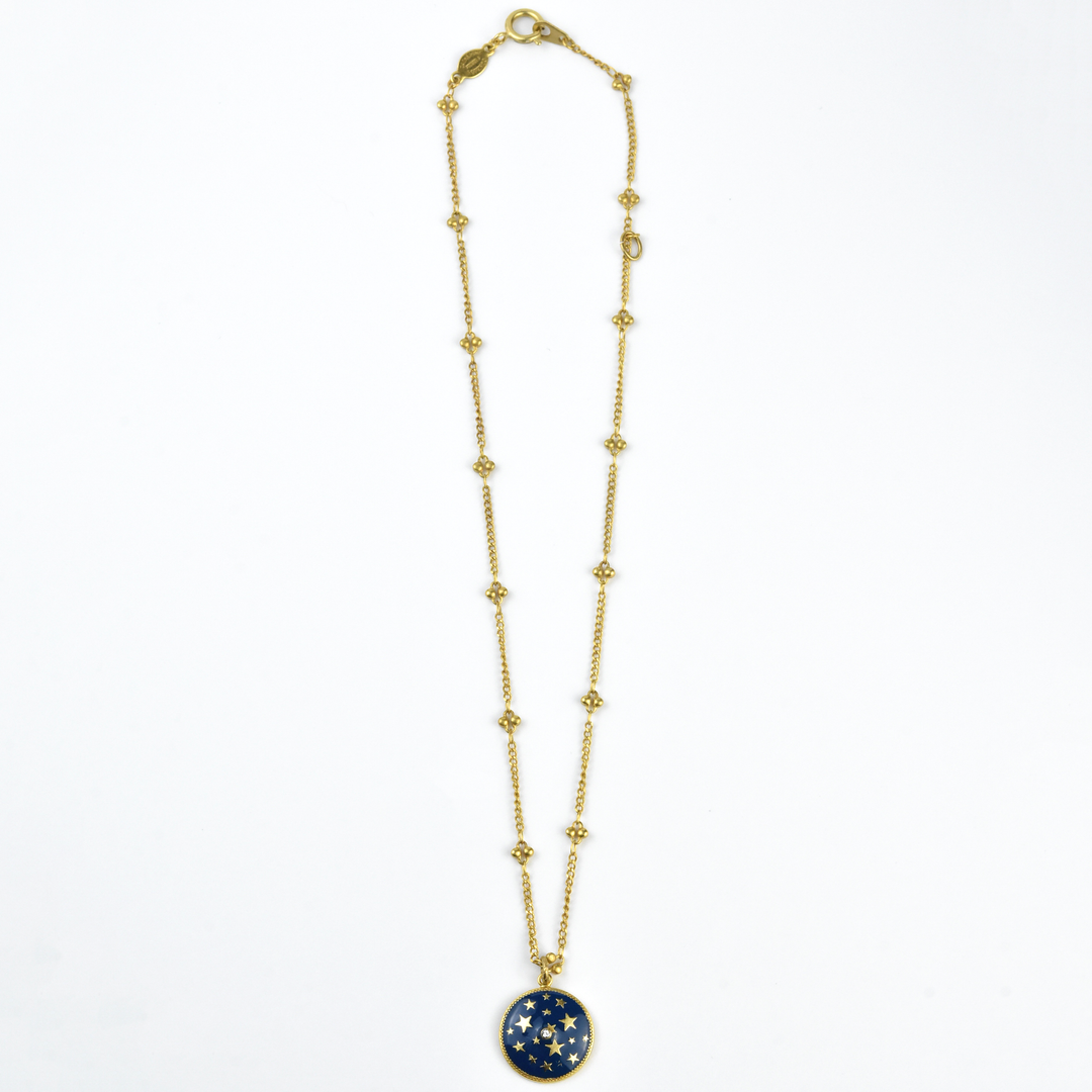 Blue Enamel Star Medallion - Goldmakers Fine Jewelry