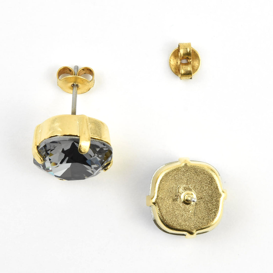 Classic Crystal Studs in Gold Plate - Goldmakers Fine Jewelry