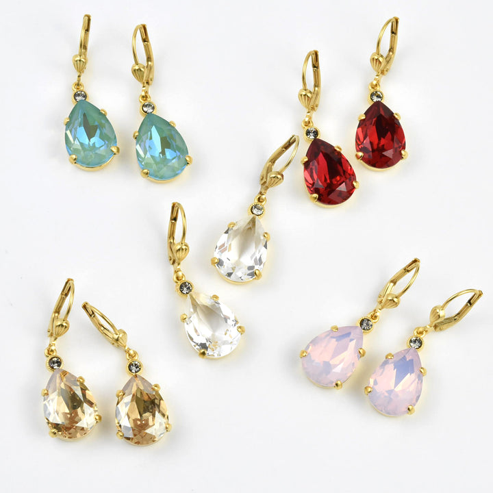 Crystal Teardrop Earrings in Gold Plate - Goldmakers Fine Jewelry