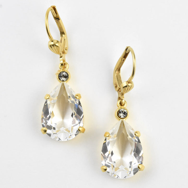 Crystal Teardrop Earrings in Gold Plate - Goldmakers Fine Jewelry