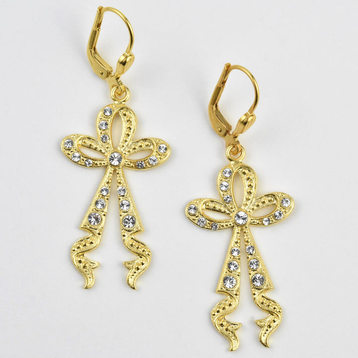 Crystal Bow Earrings - Goldmakers Fine Jewelry