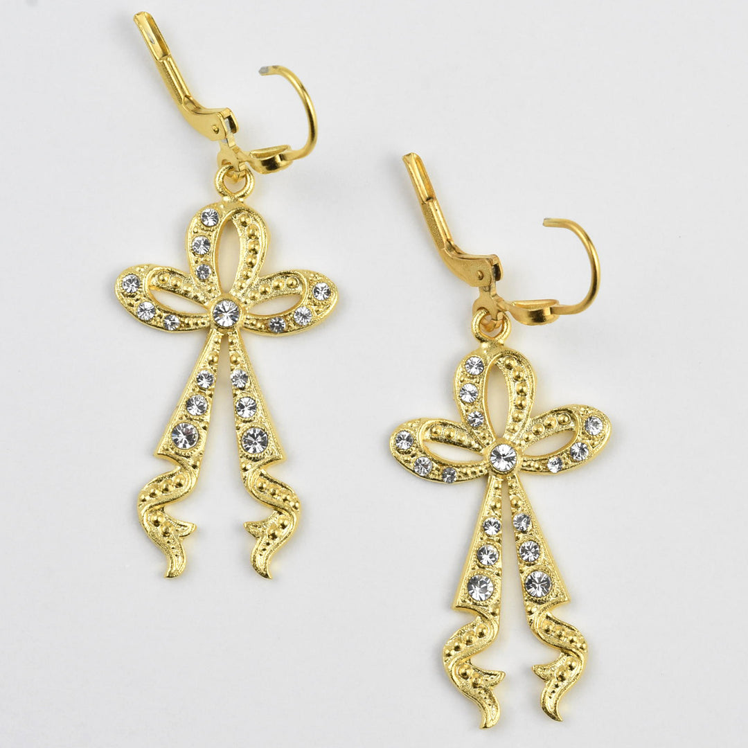 Crystal Bow Earrings - Goldmakers Fine Jewelry