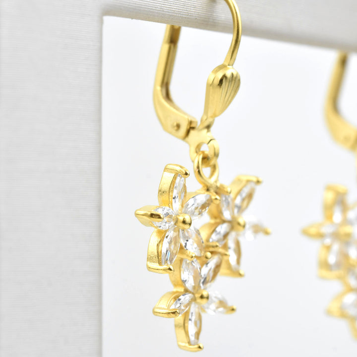 Crystal Flower Trio Earrings - Goldmakers Fine Jewelry