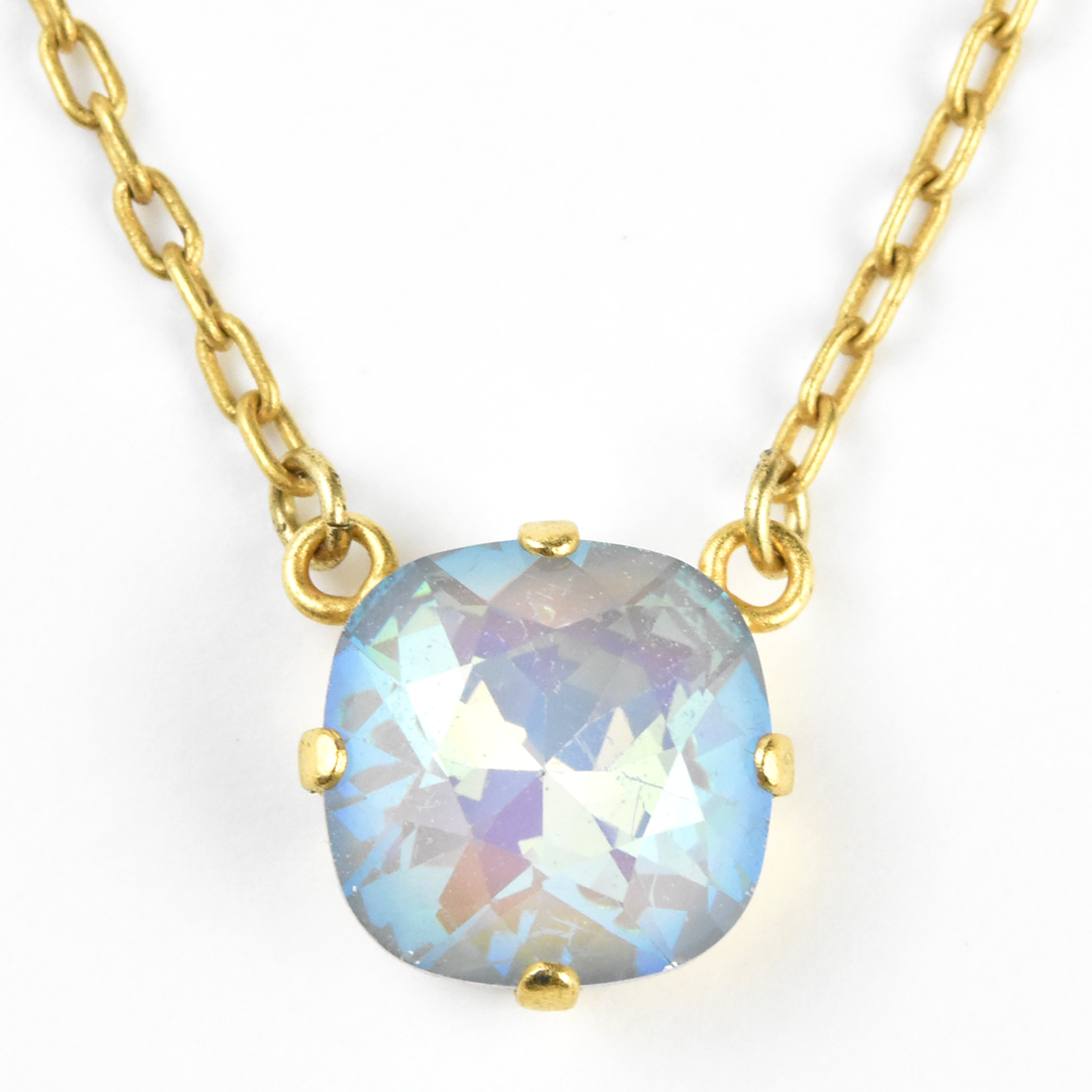 Crystal Solitaire Necklace in Gold Tone - Goldmakers Fine Jewelry