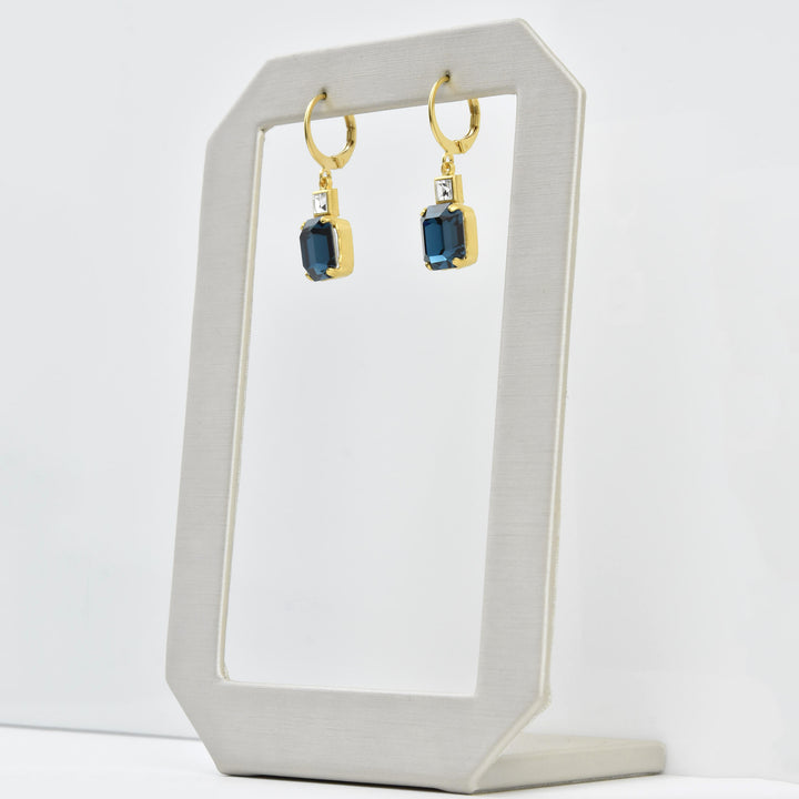 Two Stone Emerald Cut Crystal Earrings - Goldmakers Fine Jewelry