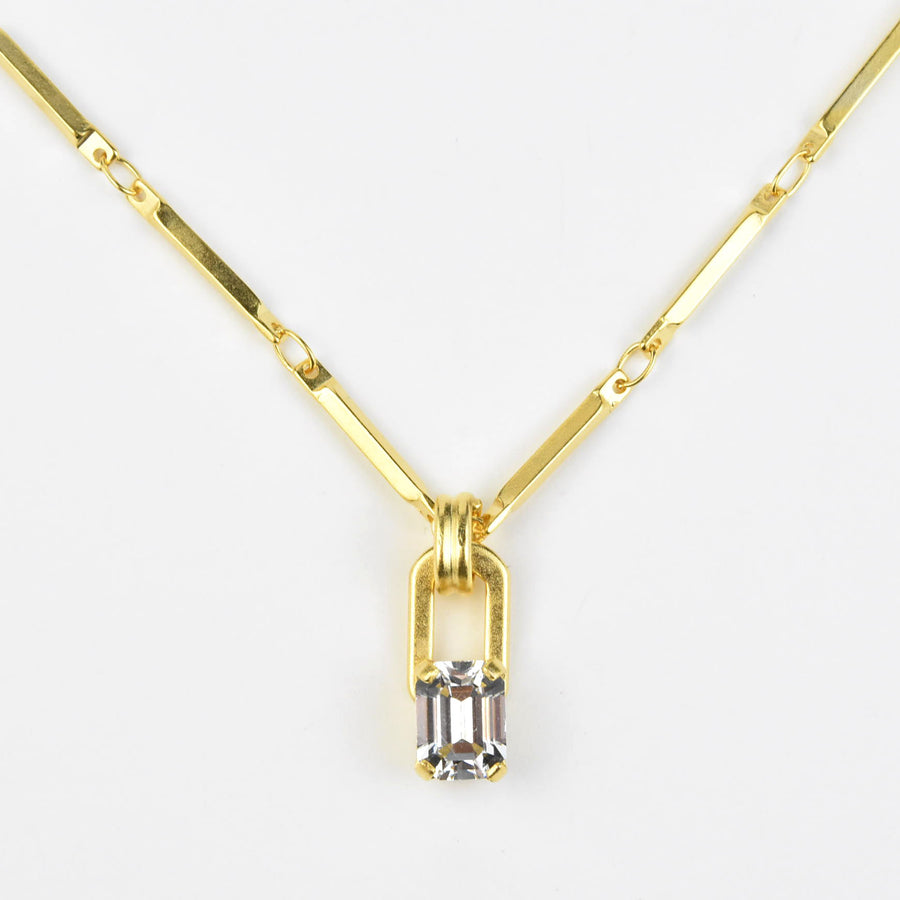 Emerald Cut Crystal Necklace - Goldmakers Fine Jewelry