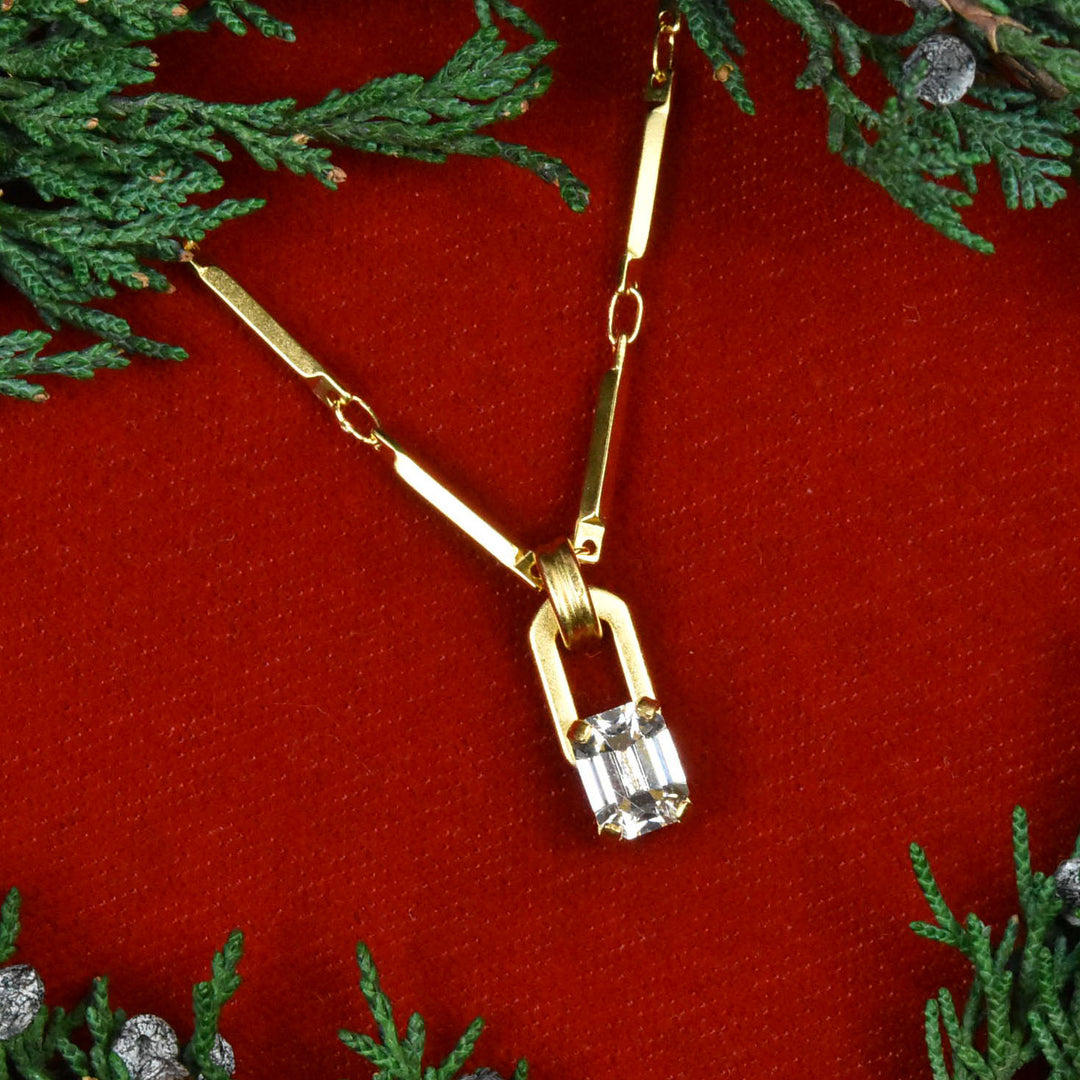 Emerald Cut Crystal Necklace - Goldmakers Fine Jewelry
