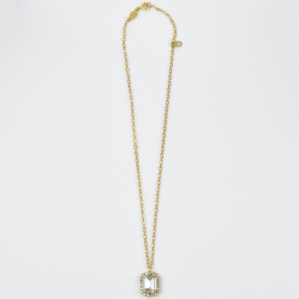 Emerald Cut Crystal Drop Necklace - Goldmakers Fine Jewelry