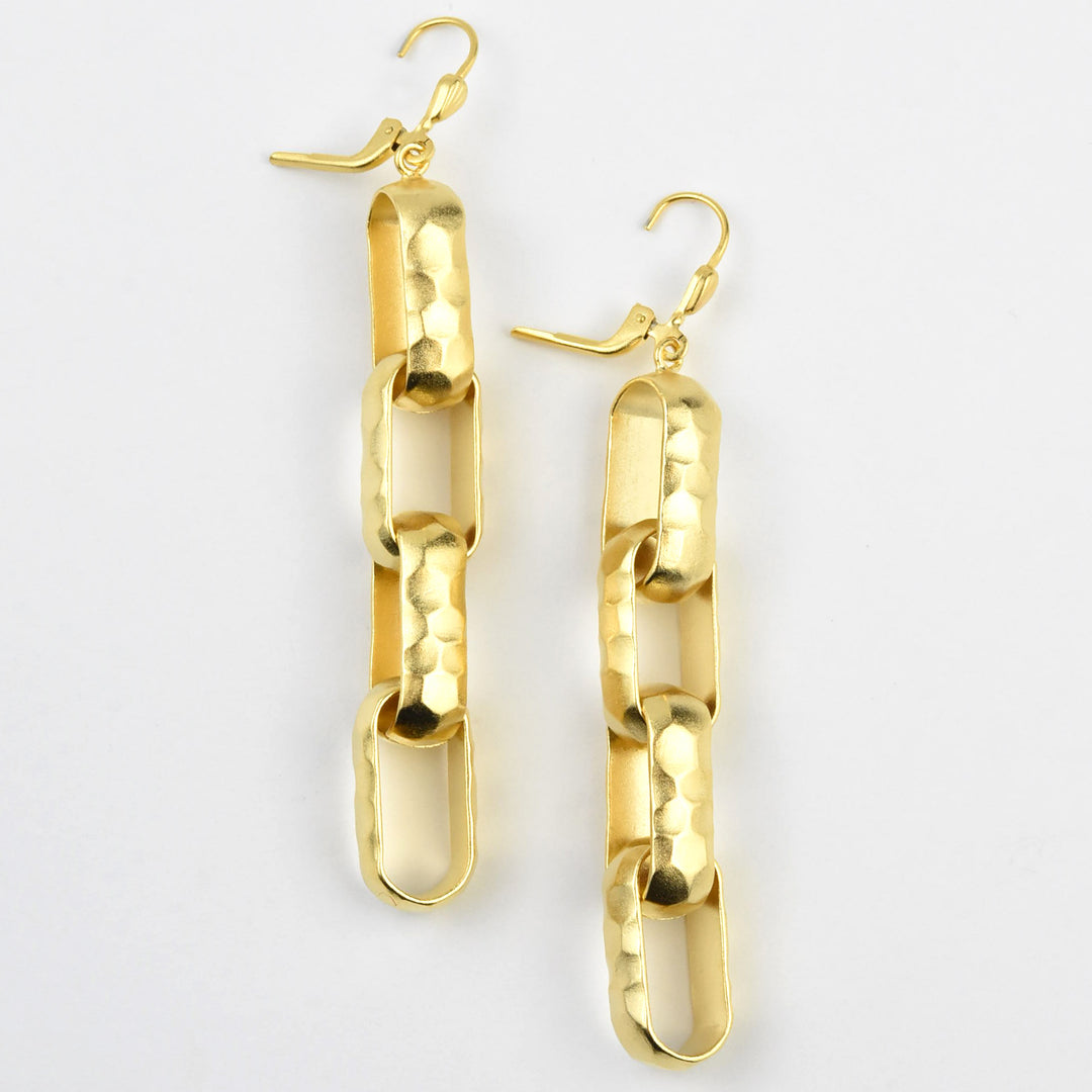 Hammered Chain Link Earrings - Goldmakers Fine Jewelry