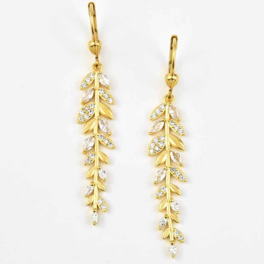Leafy Crystal Drops - Goldmakers Fine Jewelry