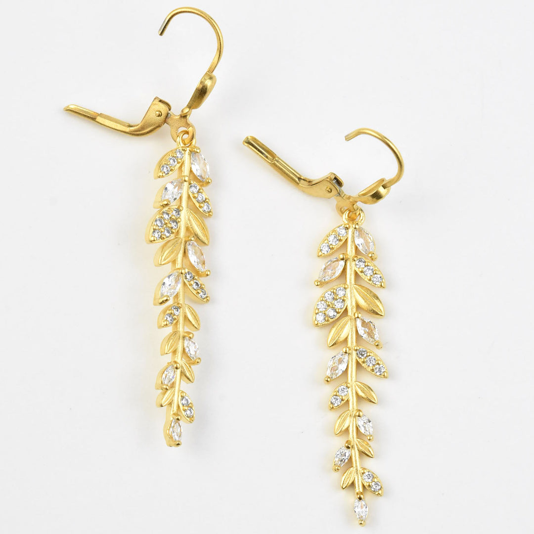 Leafy Crystal Drops - Goldmakers Fine Jewelry