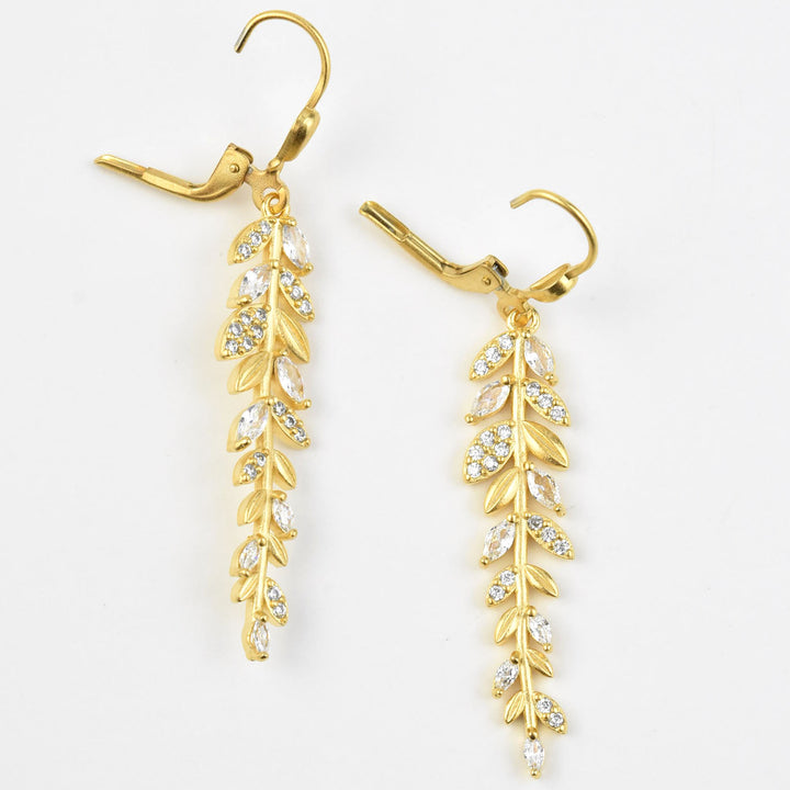 Leafy Crystal Drops - Goldmakers Fine Jewelry