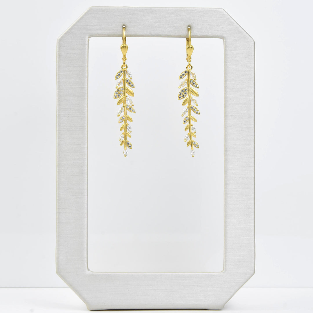 Leafy Crystal Drops - Goldmakers Fine Jewelry