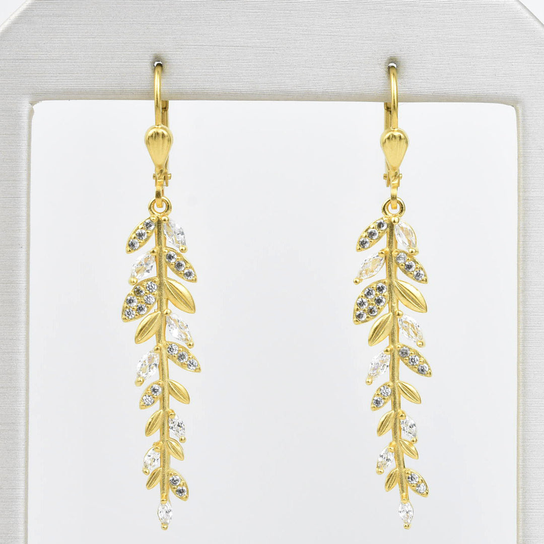 Leafy Crystal Drops - Goldmakers Fine Jewelry