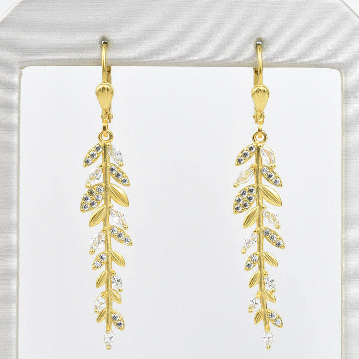 Leafy Crystal Drops - Goldmakers Fine Jewelry