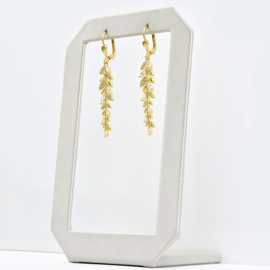 Leafy Crystal Drops - Goldmakers Fine Jewelry