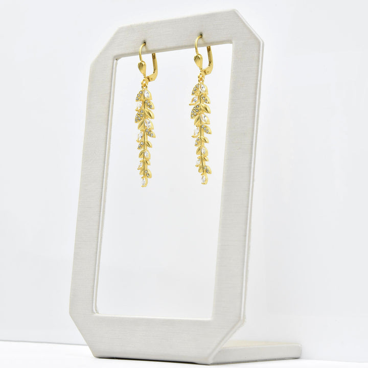 Leafy Crystal Drops - Goldmakers Fine Jewelry