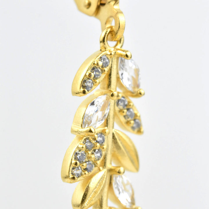 Leafy Crystal Drops - Goldmakers Fine Jewelry