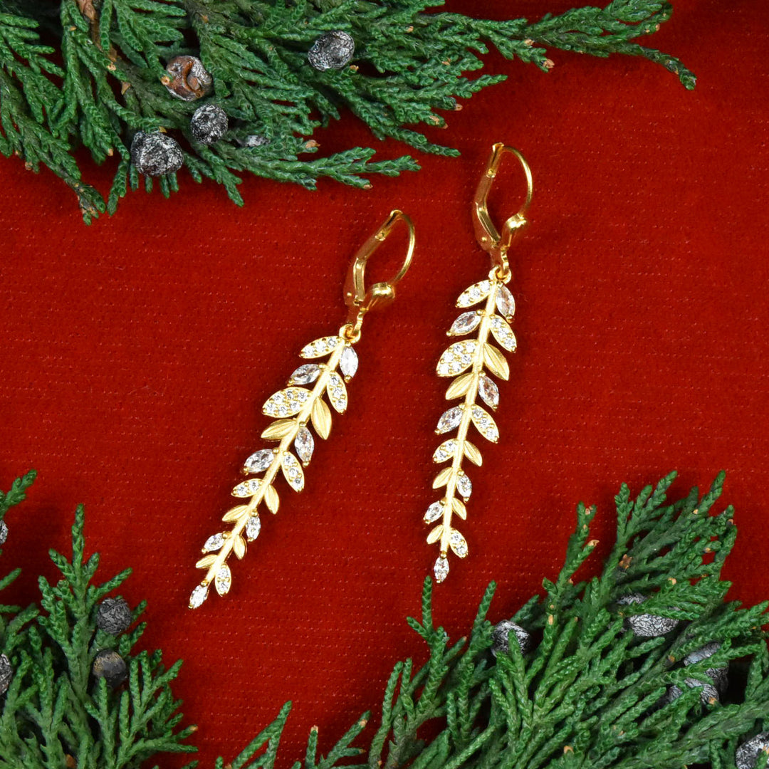 Leafy Crystal Drops - Goldmakers Fine Jewelry