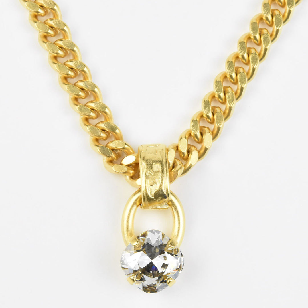 Mixed Chain and Crystal Drop Necklace - Goldmakers Fine Jewelry