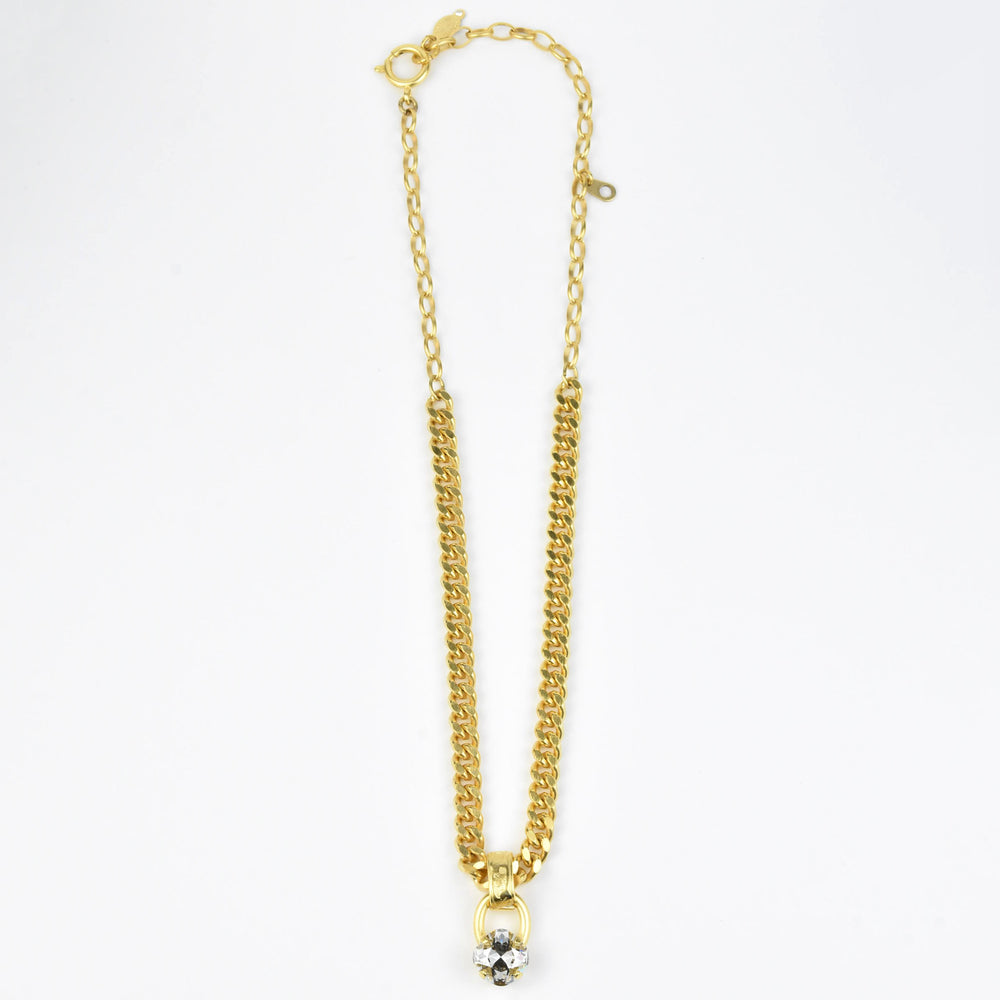 Mixed Chain and Crystal Drop Necklace - Goldmakers Fine Jewelry