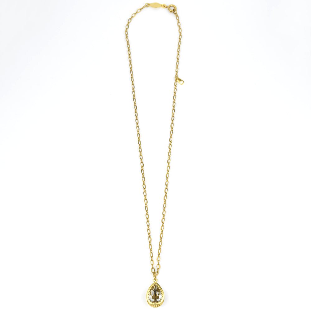 Bezel Set Teardrop Necklace - Goldmakers Fine Jewelry