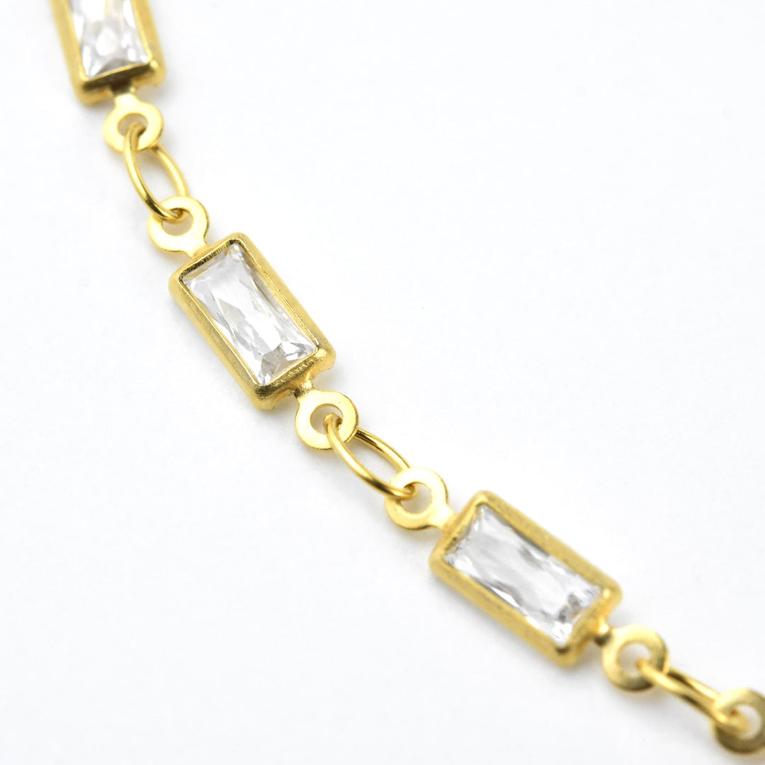 Rectangular Crystal Layering Necklace - Goldmakers Fine Jewelry